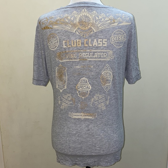 Diesel glitter embroidery V neck shortsleeved t-shirt loose fit cotton unisex - Picture 4 of 6